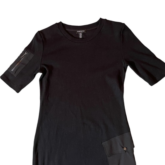 Kenneth Cole black long T-shirt dress with side pockets size m - Picture 2 of 8